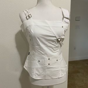Auth Moschino Jeans white sexy top sz M